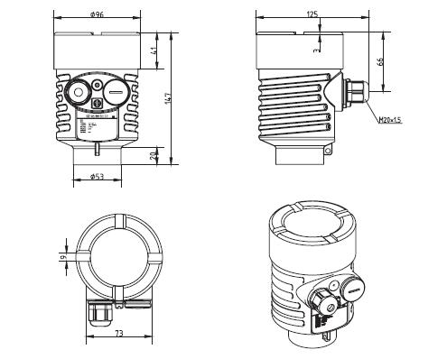 雙纜導(dǎo)波雷達(dá)物位計(jì)外殼尺寸圖
